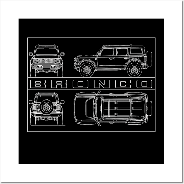 Bronco 6g 6th Gen USA Black Diamond Blue prints wildtrack big bend Murica Wall Art by cowtown_cowboy